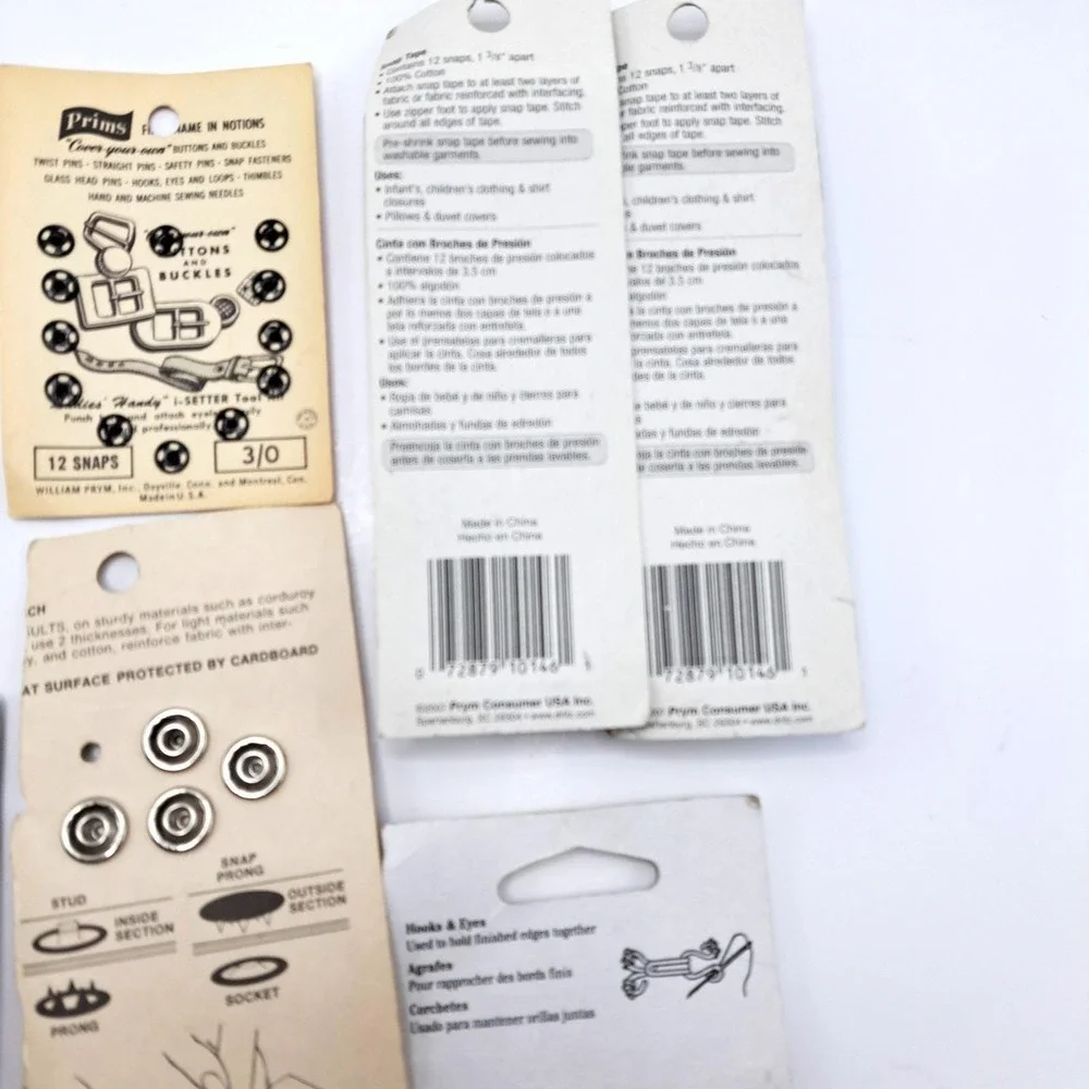 Vintage Snap Fastener Lot Dritz Prym Hooks Eyes Snap Tape Sewing Notions 50s-70s